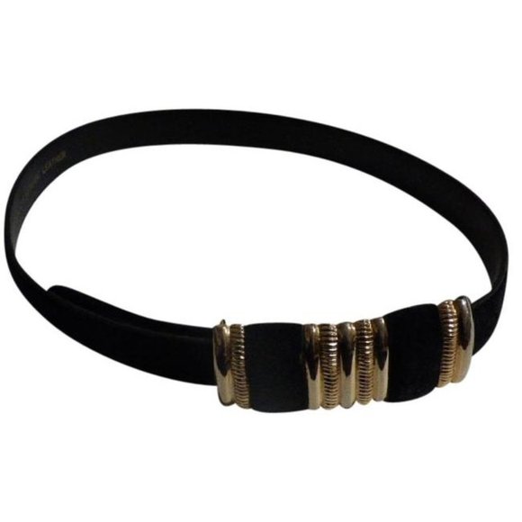 Vintage Black Suede And Leather With Gold Buckle - Picture 1 of 12